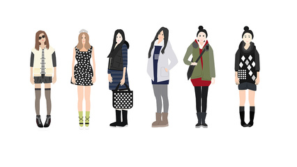 时尚女生服装搭配人物插画 以画笔勾勒穿搭美学